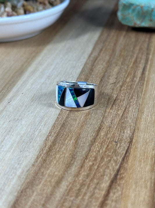 Men's Multi Stone Inlay Ring