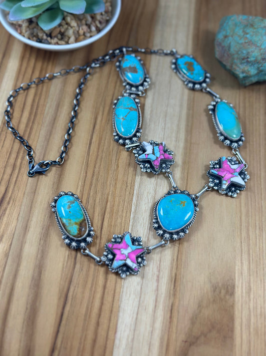 Turquoise and Star Lariat