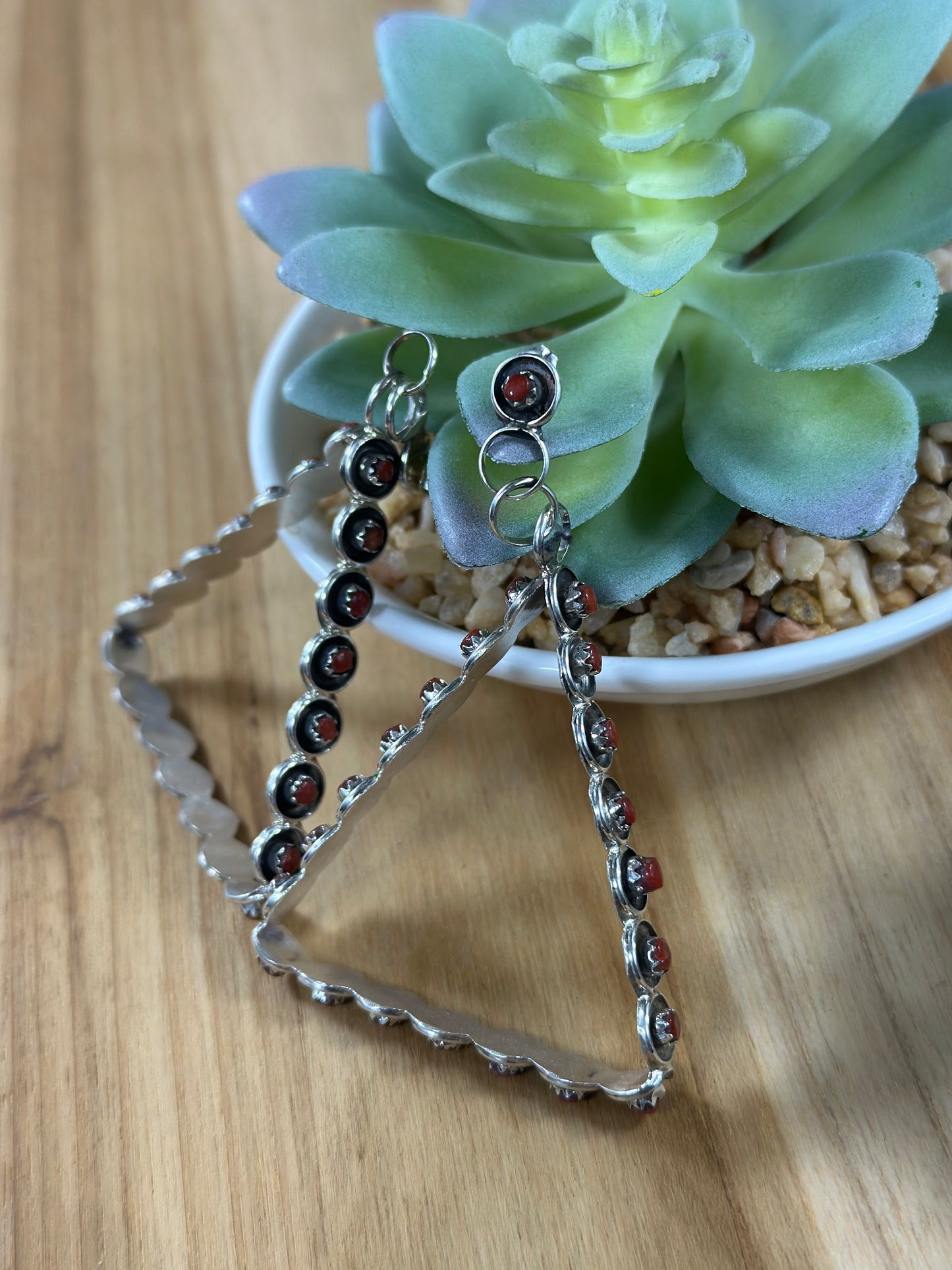Zuni Coral Triangle Earrings