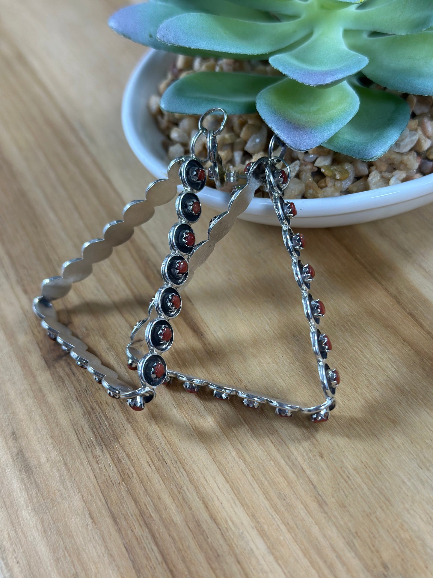 Zuni Coral Triangle Earrings