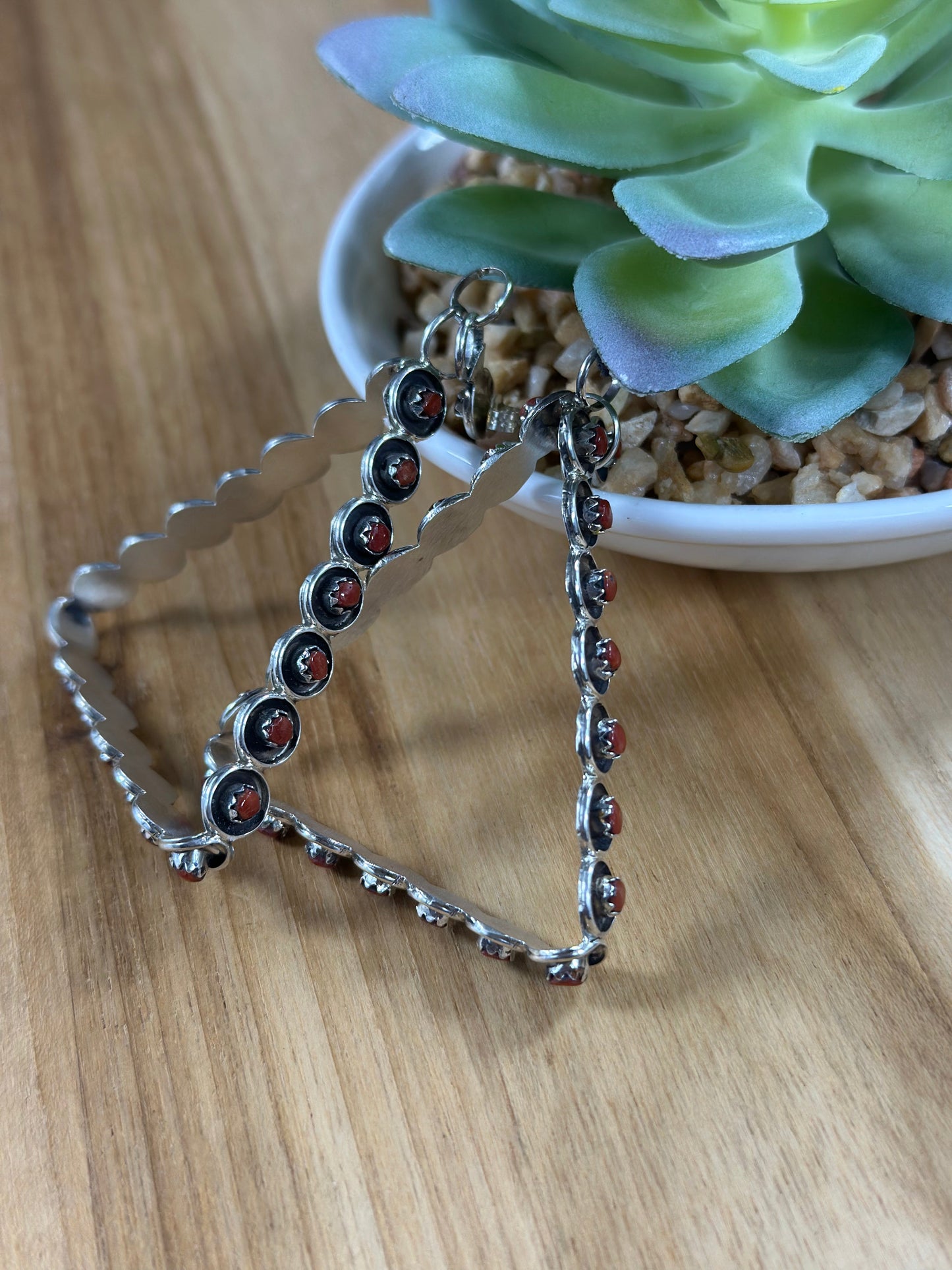 Zuni Coral Triangle Earrings