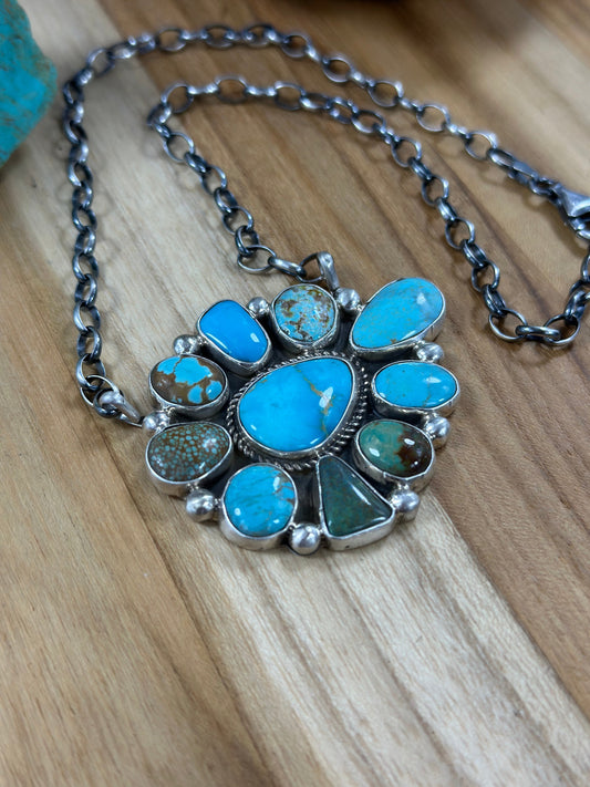 Kingman Cluster Sterling Silver Necklace