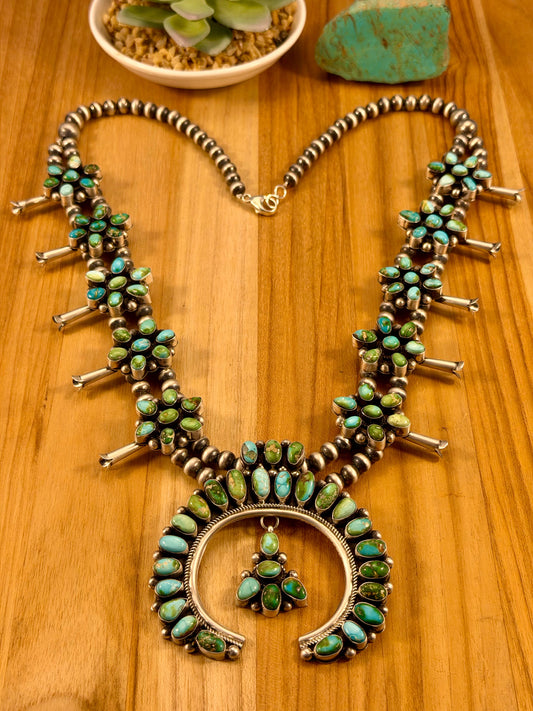 Sonoran Gold Turquoise Squash Blossom Necklace Set