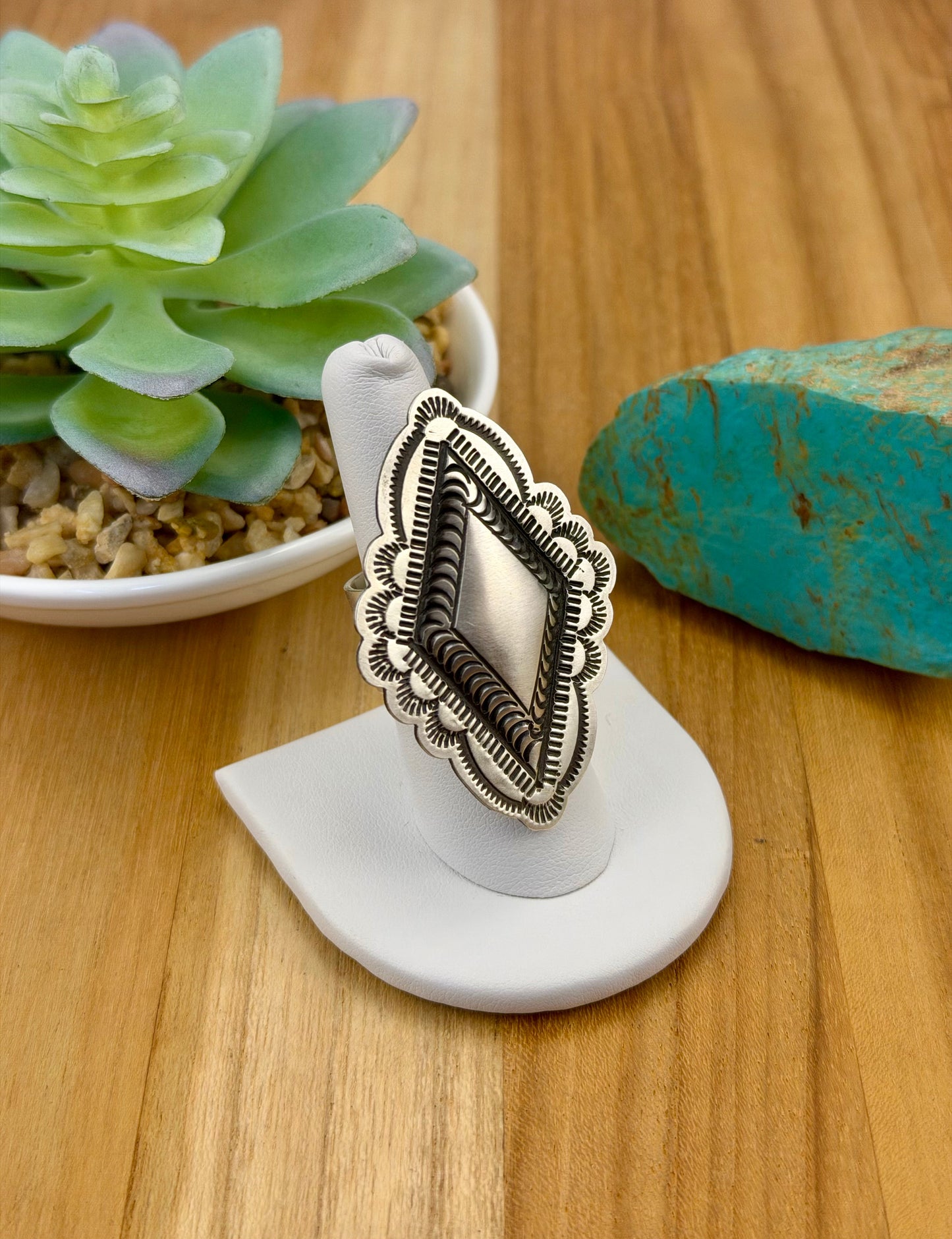 Sterling Silver Diamond Concho Ring