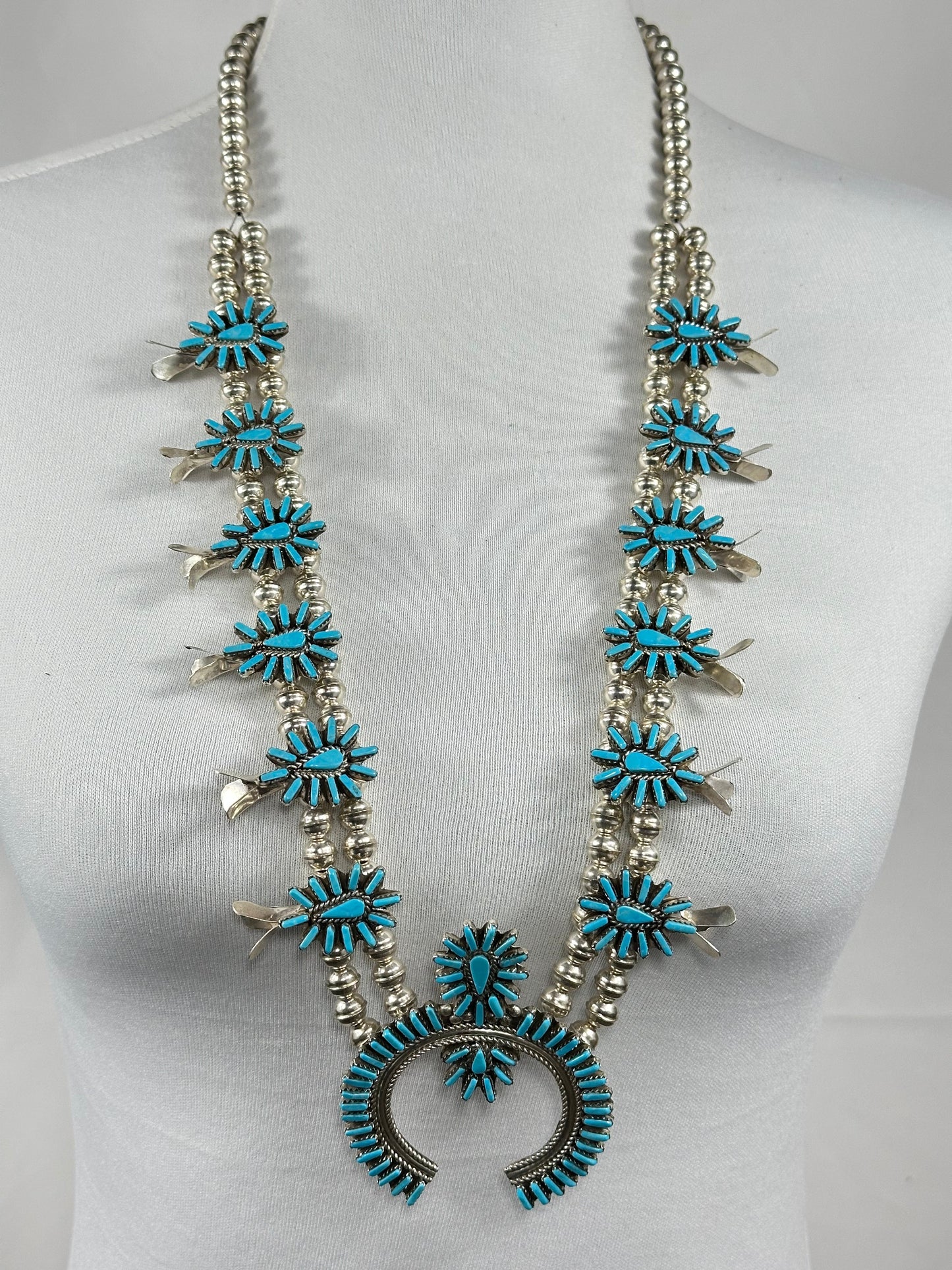 Kingman Turquoise Needle Squash Necklace