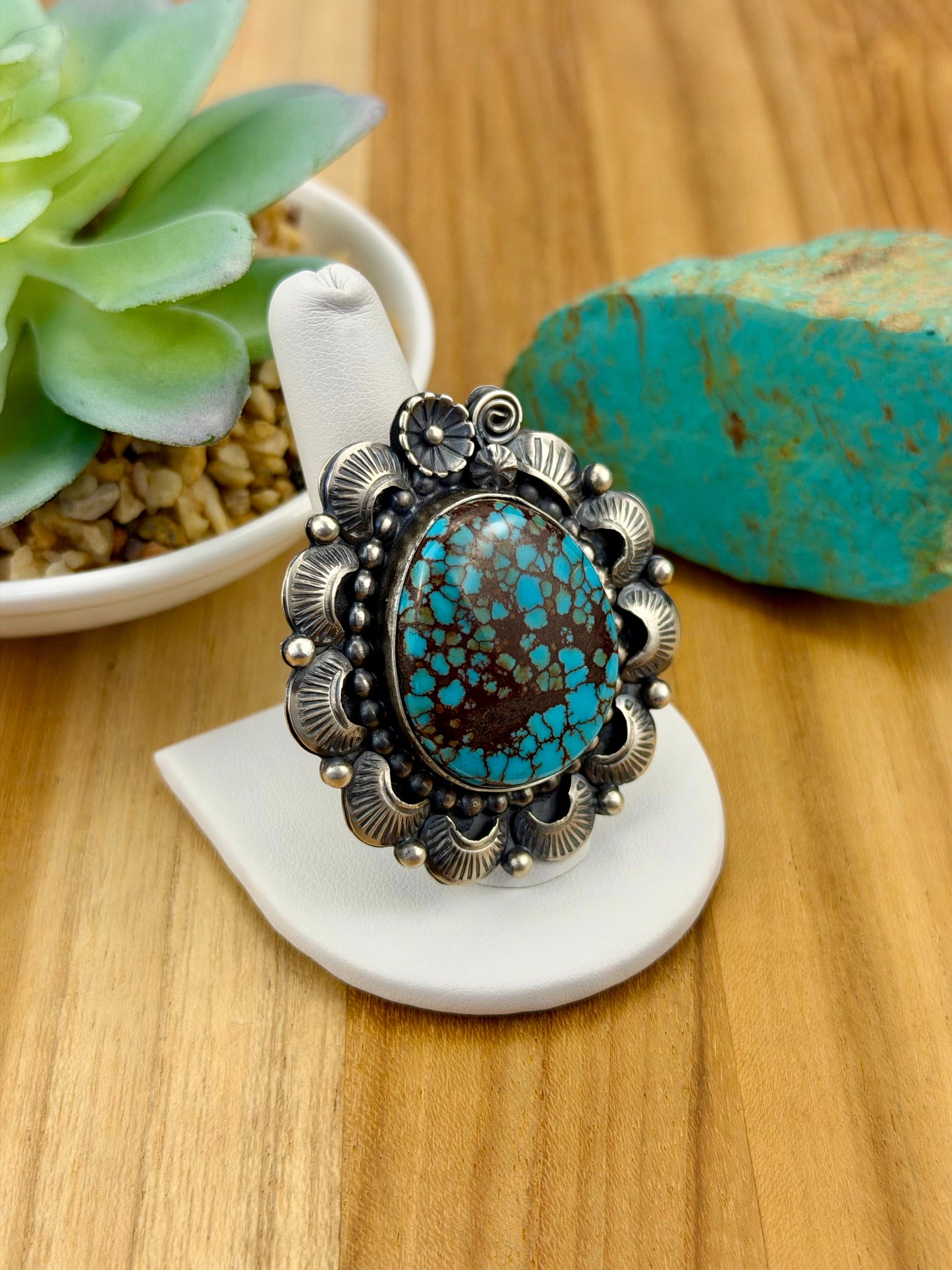 Kingman Turquoise Web Single Stone Ring
