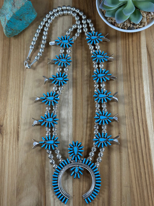 Kingman Turquoise Needle Squash Necklace
