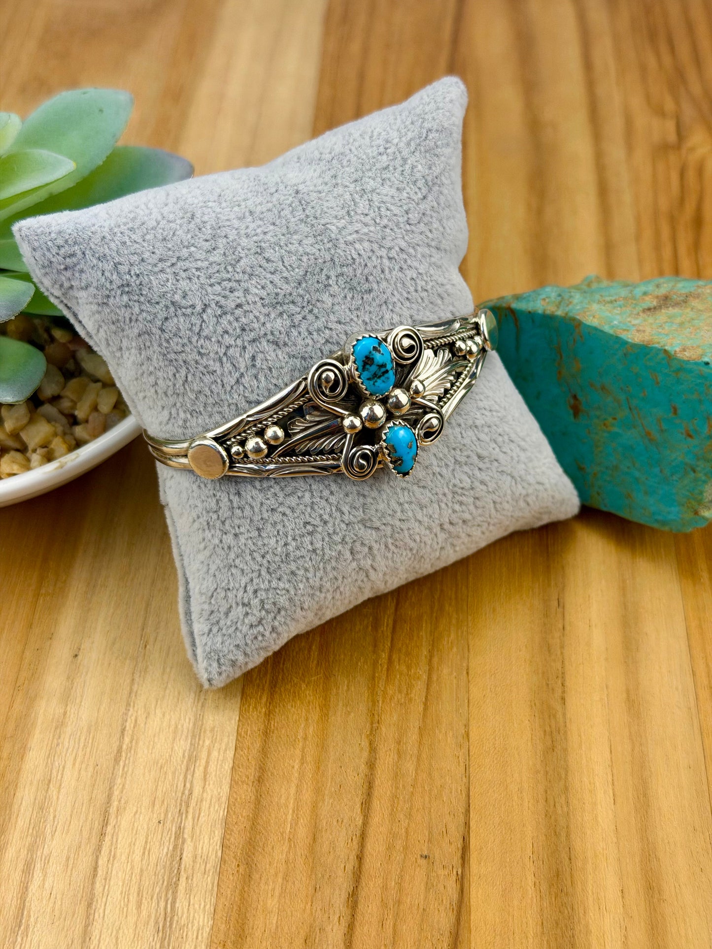 Kingman Turquoise 2 Stone Sterling Cuff