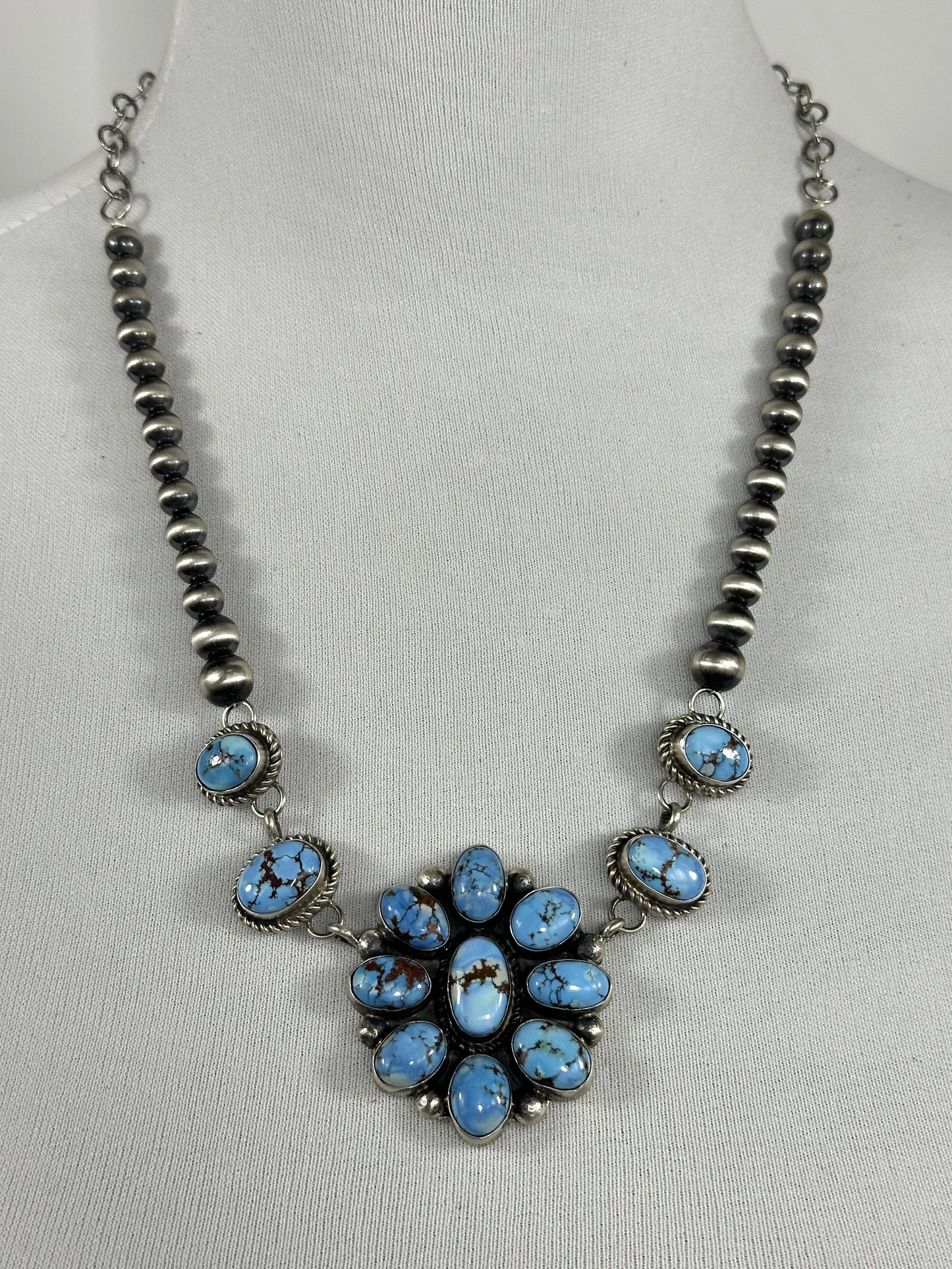 Golden Hills and Silver Pearls Cluster Choker