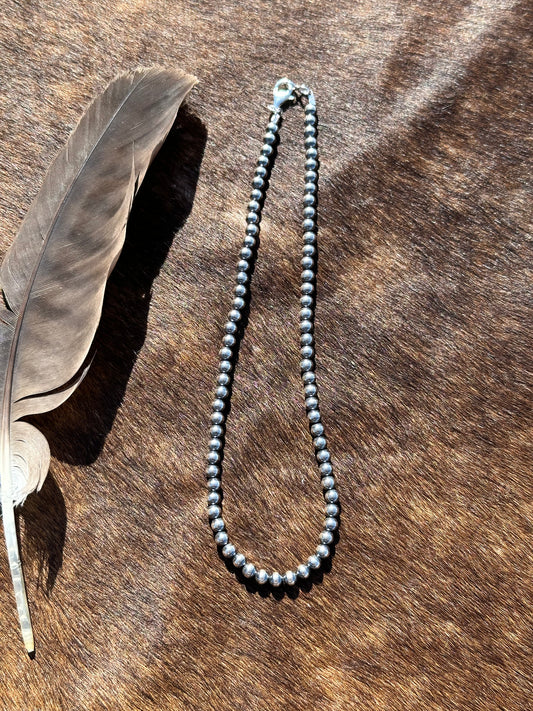 16" 5MM Silver Pearl Necklace