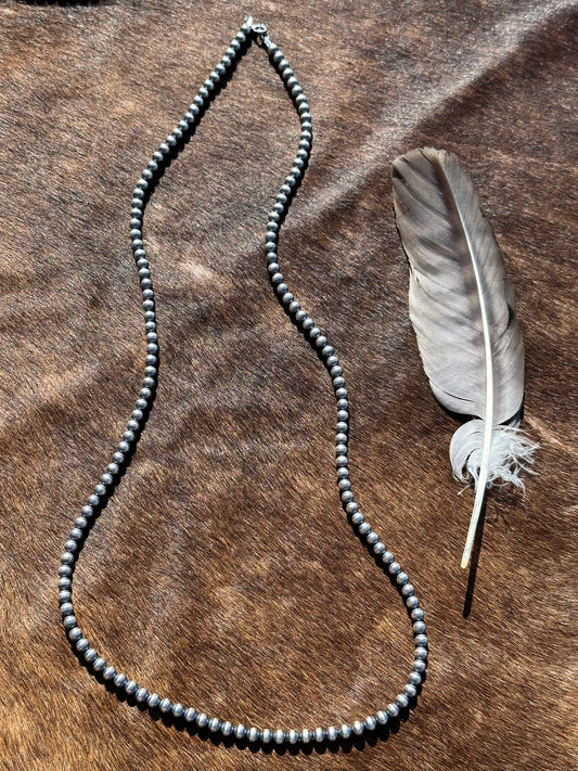 36" 6mm Silver Pearl Necklace