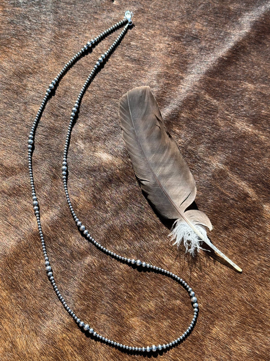 36" Varied Silver Pearl Necklace 3MM-6MM