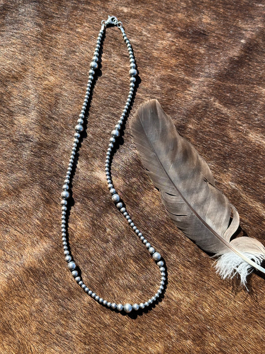 22" 4-8mm Varied Silver Pearl Necklace