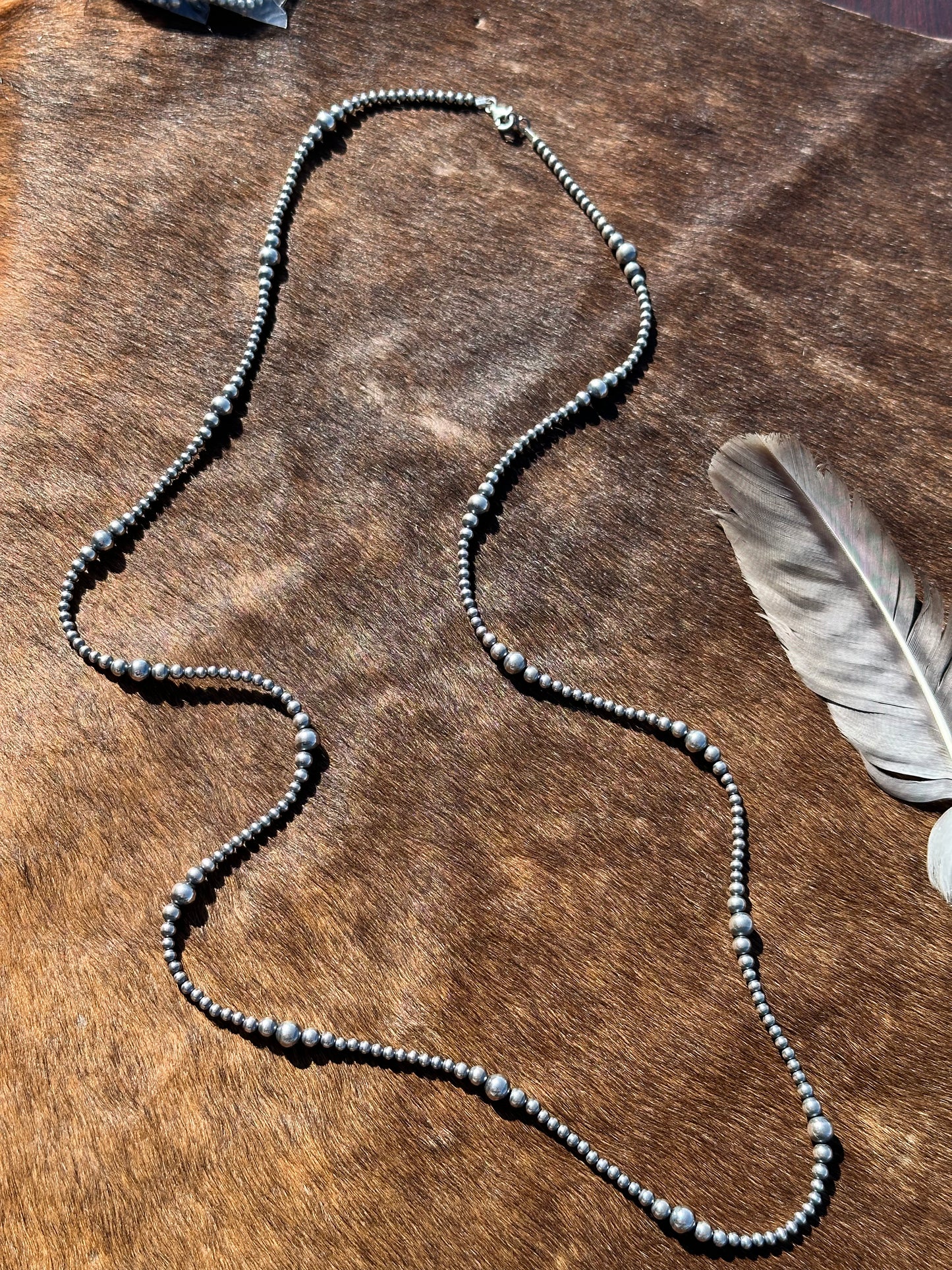 48" 4-8mm Varied Silver Pearl Necklace