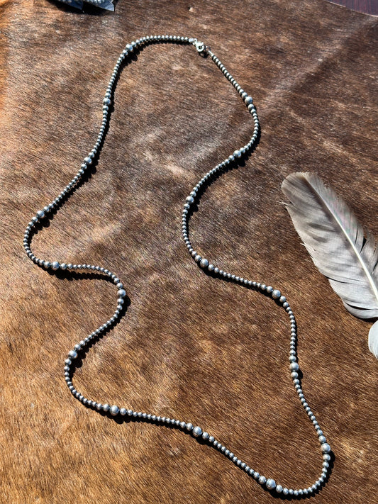 48" 4-8mm Varied Silver Pearl Necklace