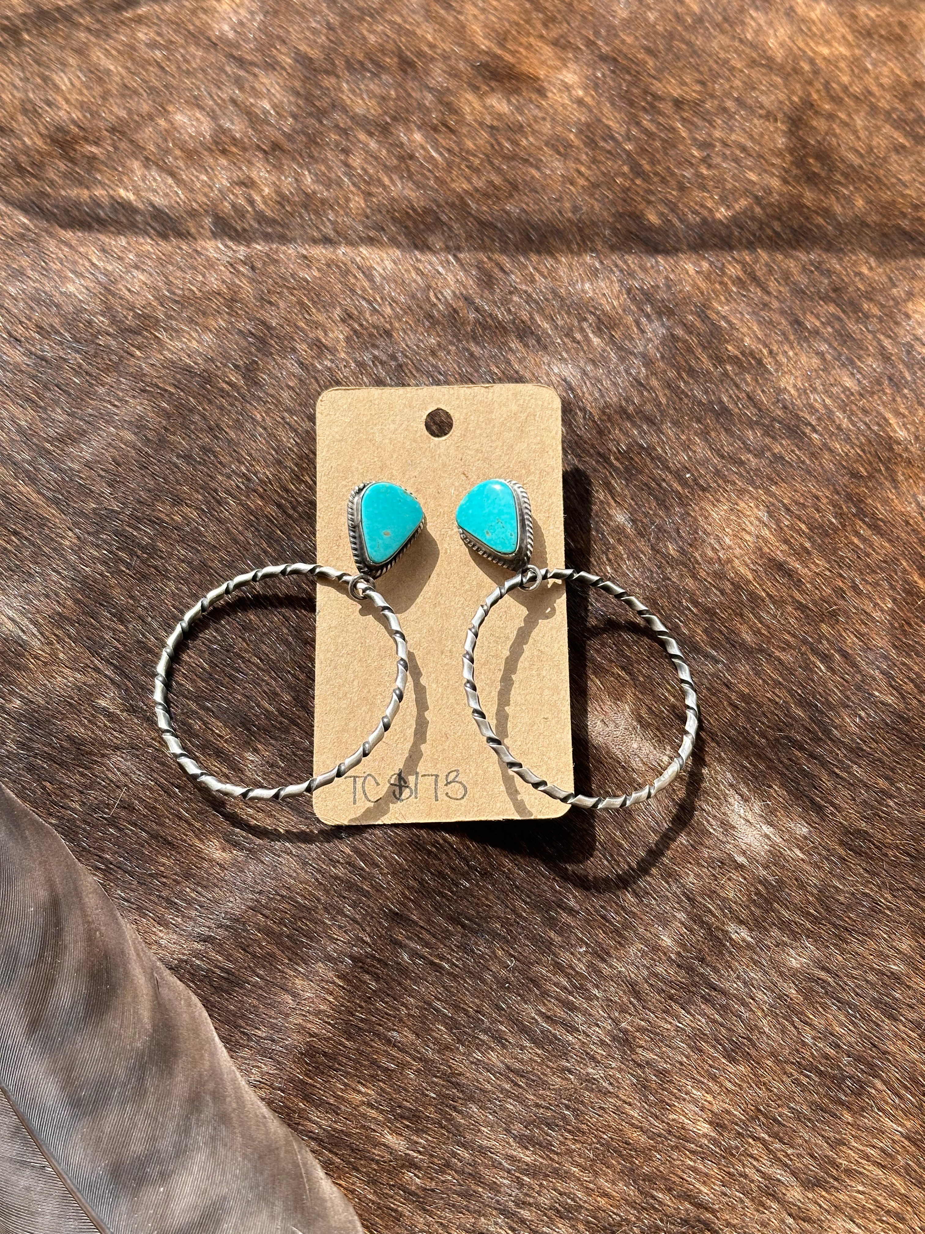 Kingman Turquoise Hoop Earrings