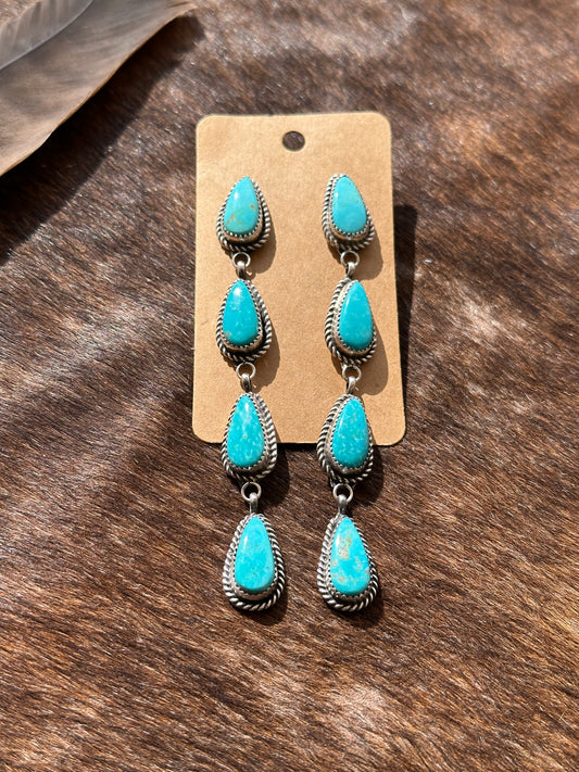 4 Stone Kingman Dangle Earrings