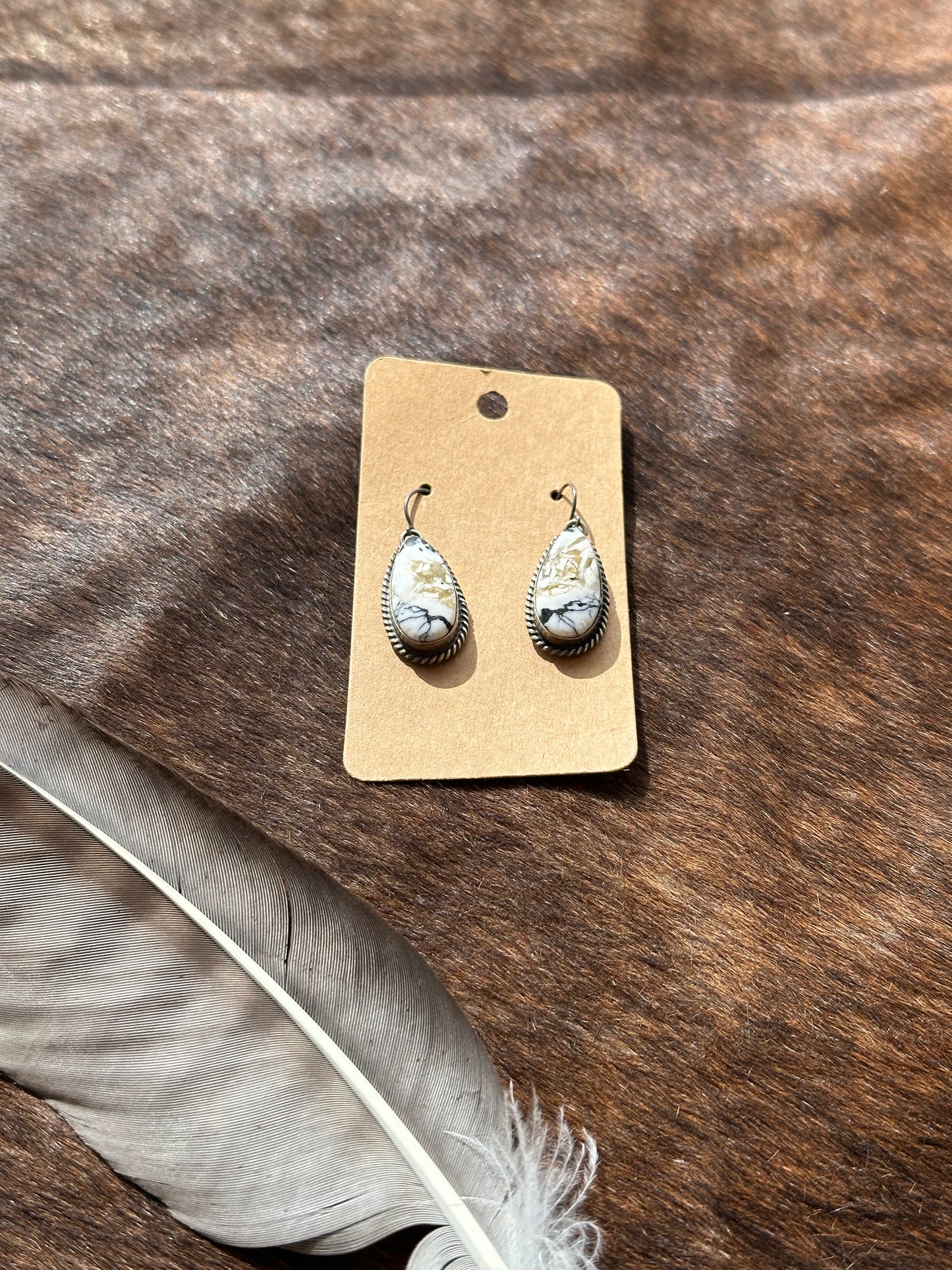 White Buffalo Teardrop Earrings
