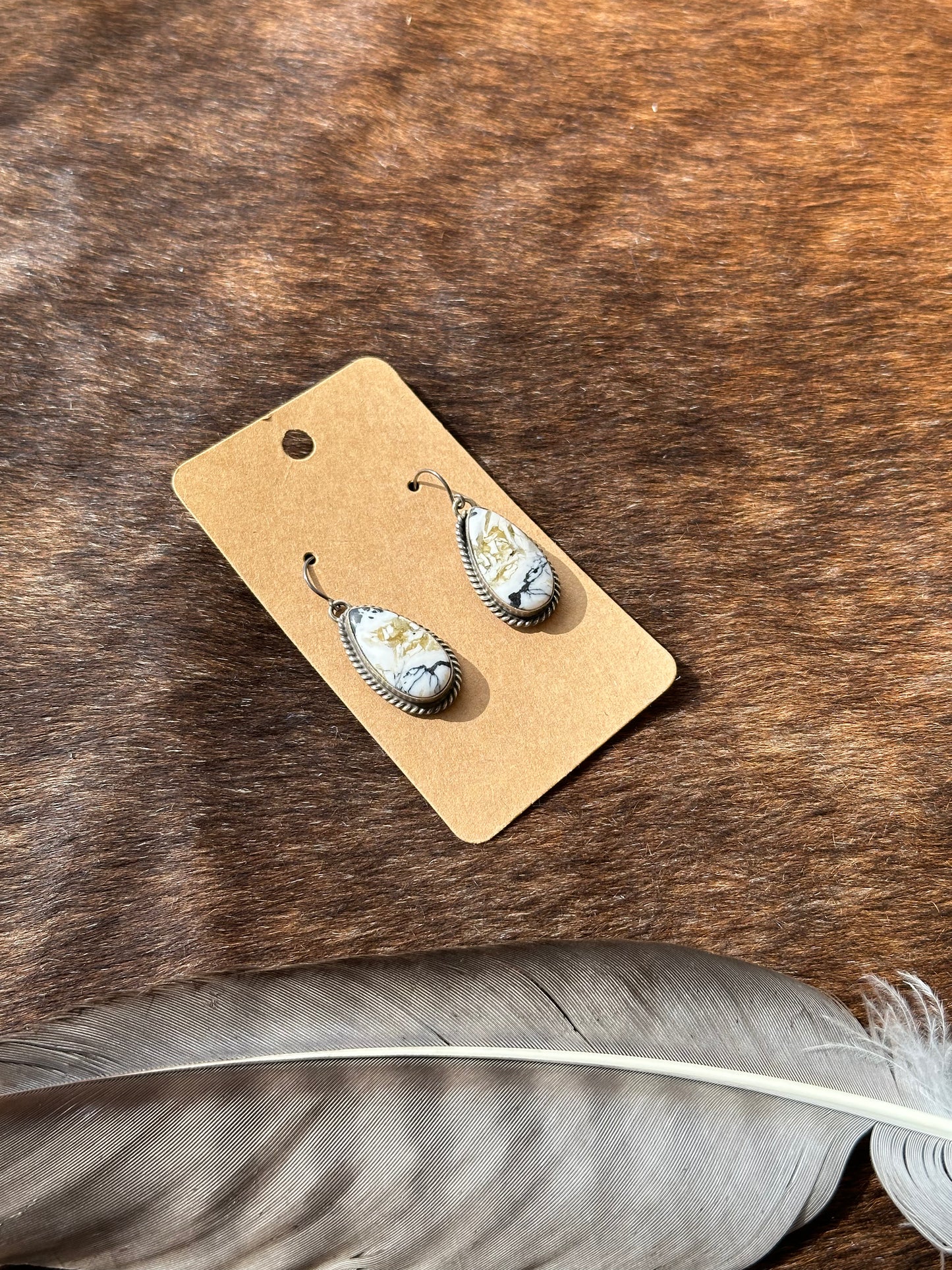 White Buffalo Teardrop Earrings