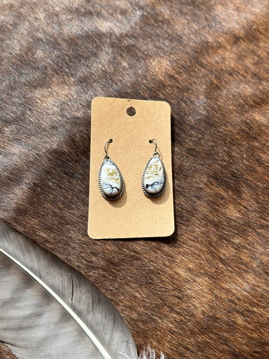 White Buffalo Teardrop Earrings