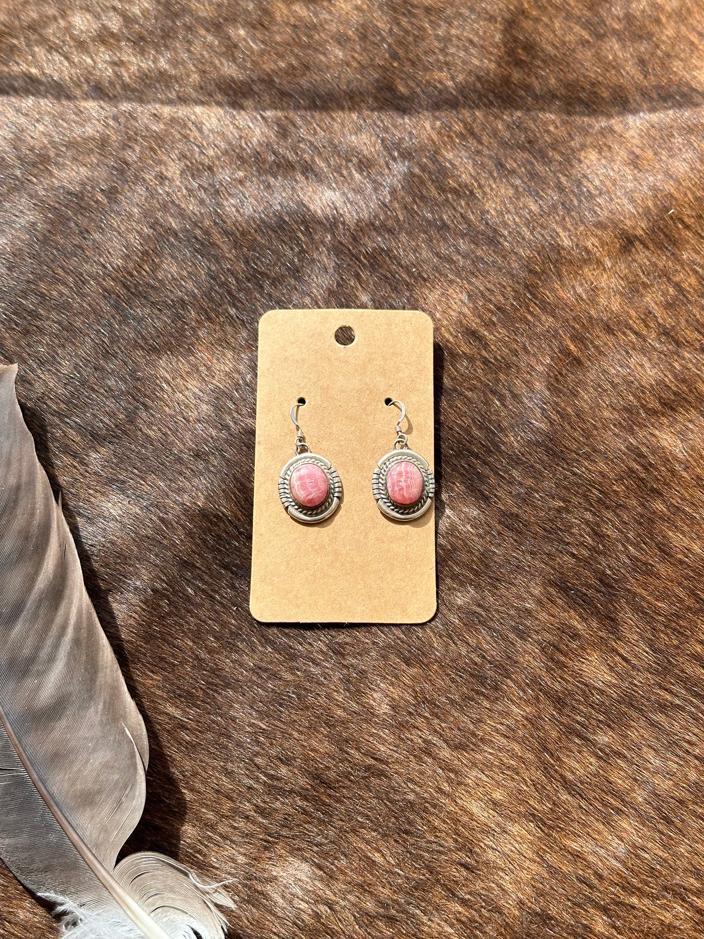 Rodochrosite Circle Earrings