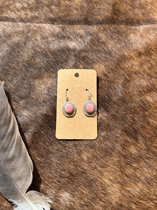 Rodochrosite Circle Earrings