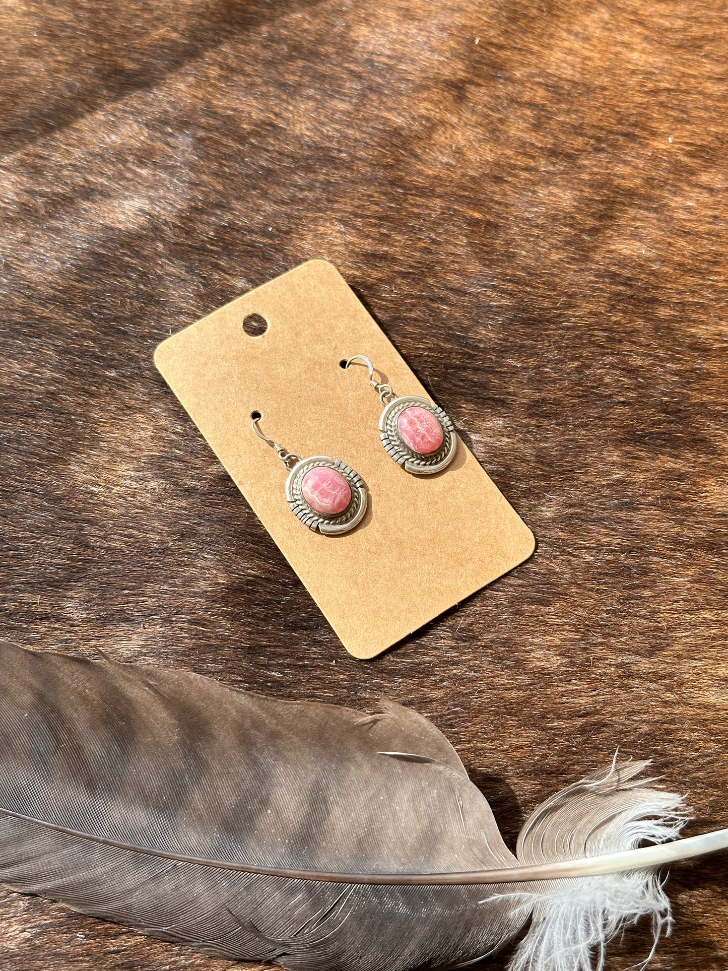 Rodochrosite Circle Earrings