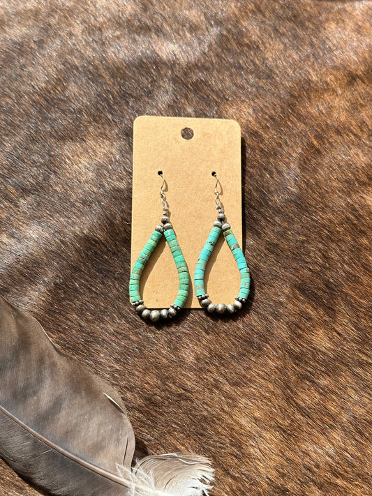 Kingman Turquoise and Silver Pearl Earrings