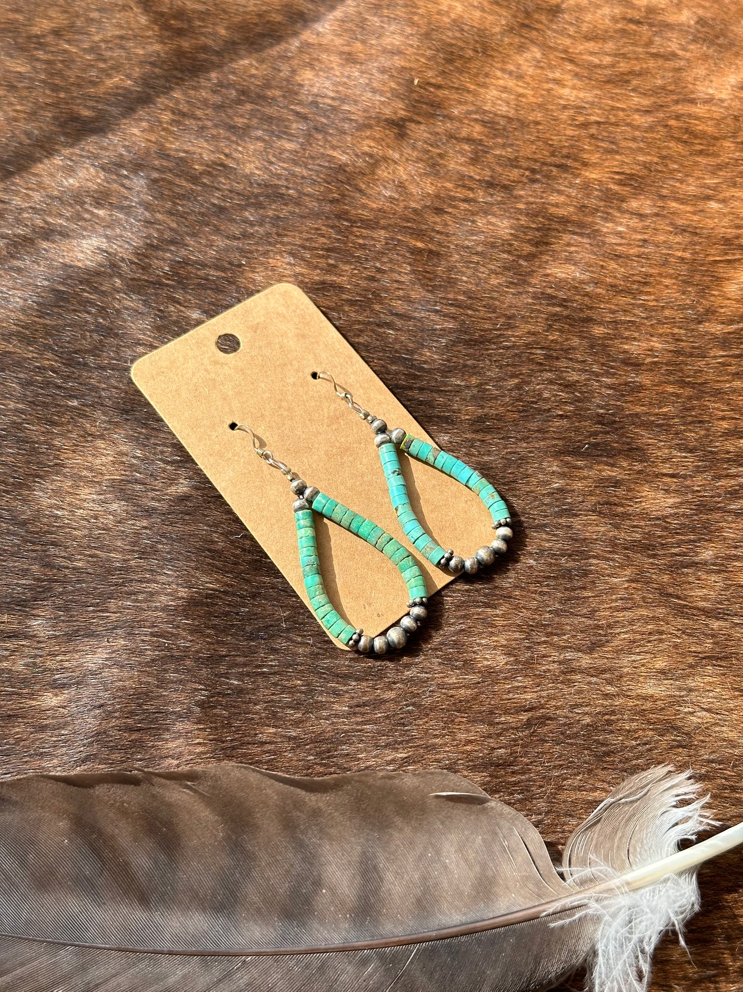 Kingman Turquoise and Silver Pearl Earrings