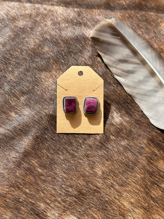 Spiny Oyster Square Earrings