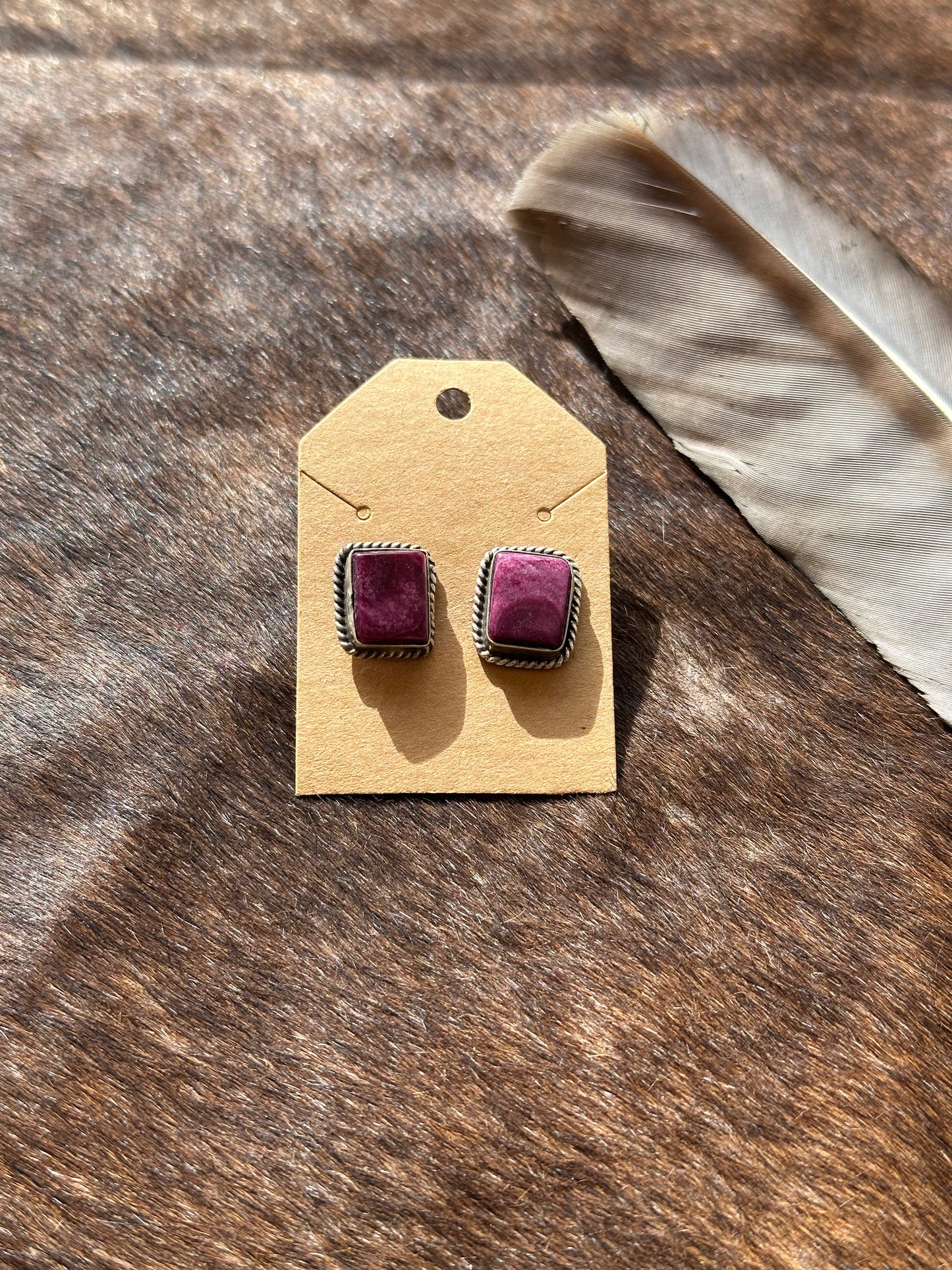 Spiny Oyster Square Earrings