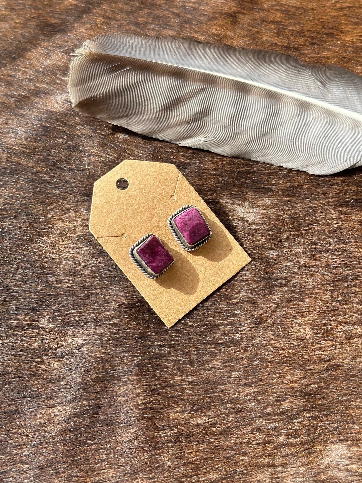 Spiny Oyster Square Earrings