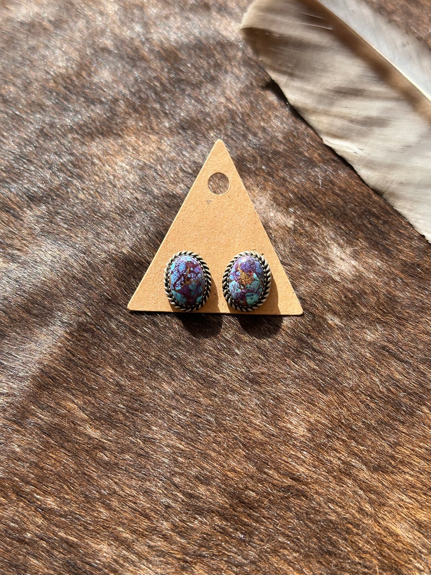 Dahlia Oval Stud Earrings