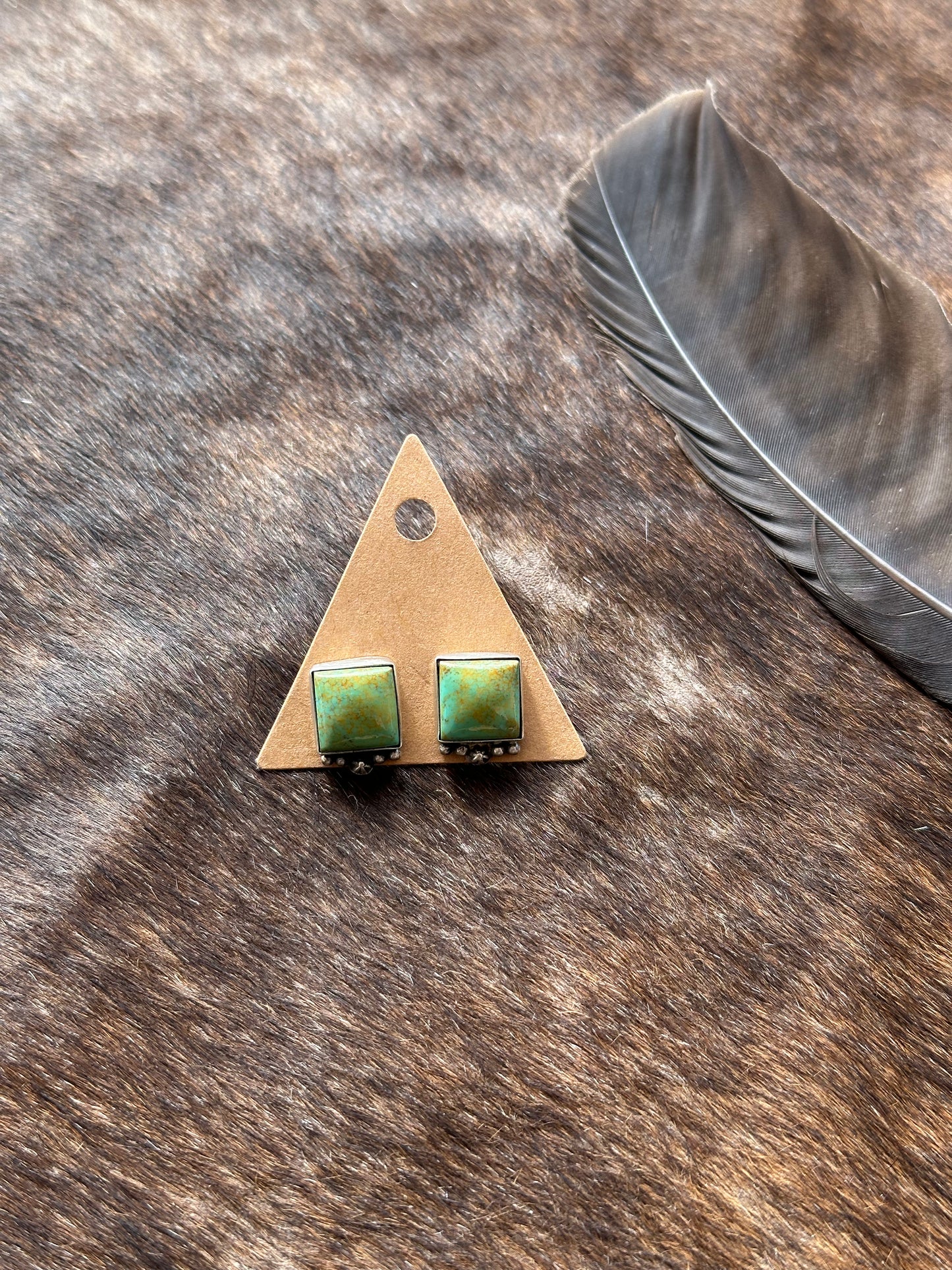 Kingman Green Square Earrings