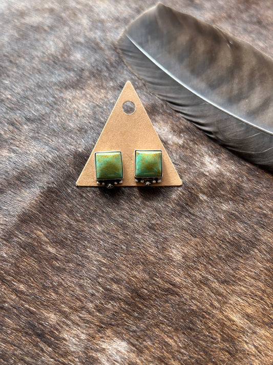 Kingman Green Square Earrings