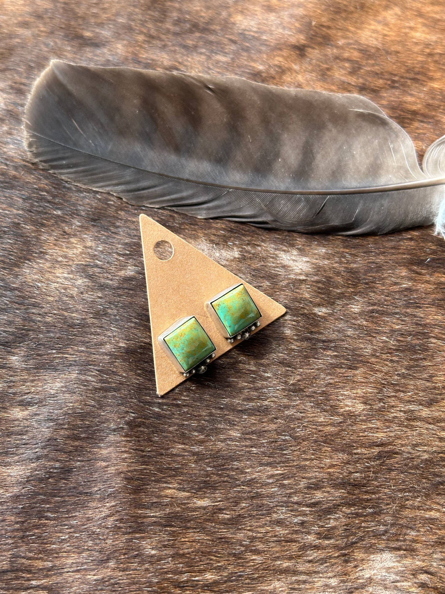 Kingman Green Square Earrings