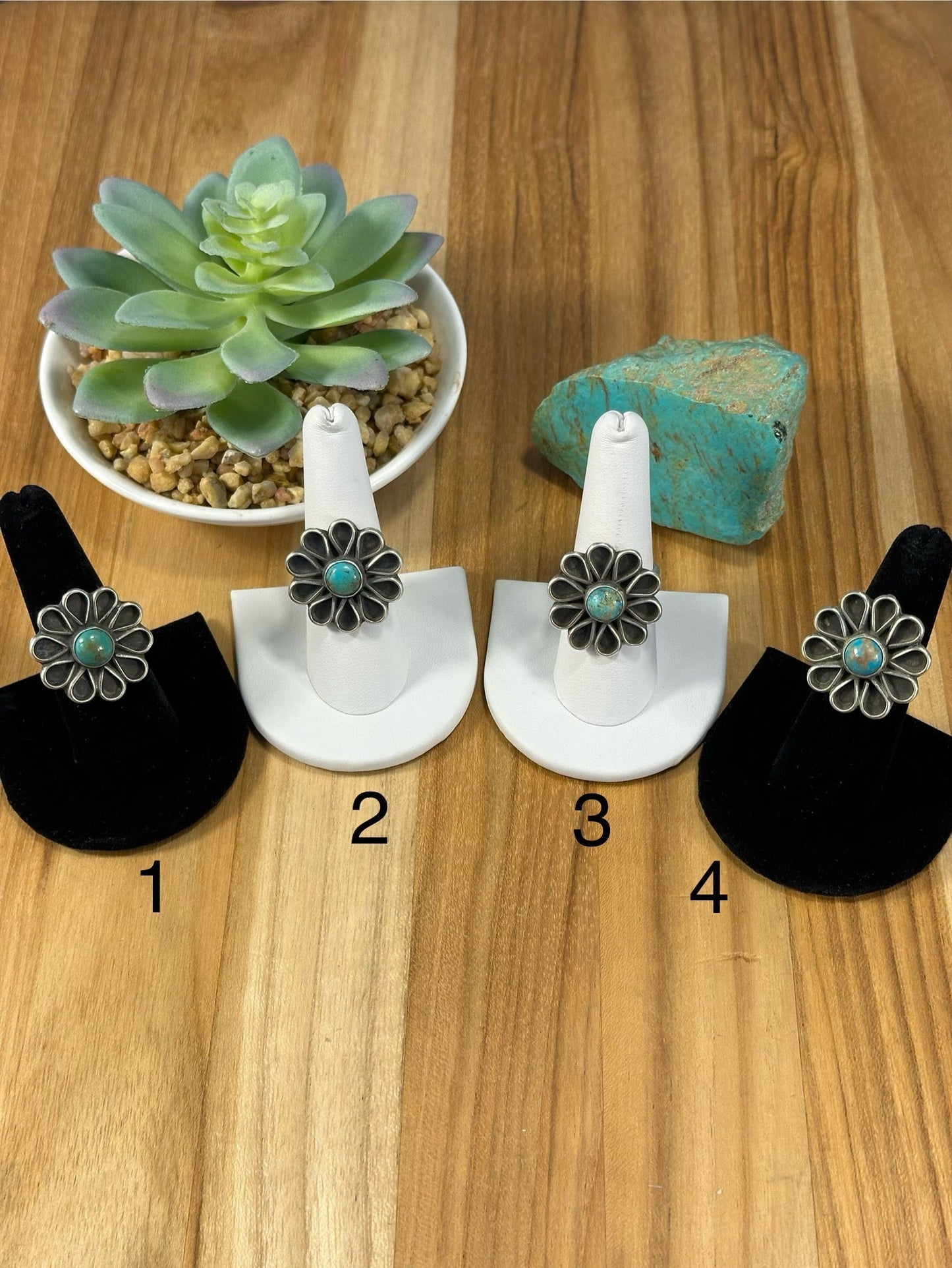 Kingman Flower Sterling Silver Rings