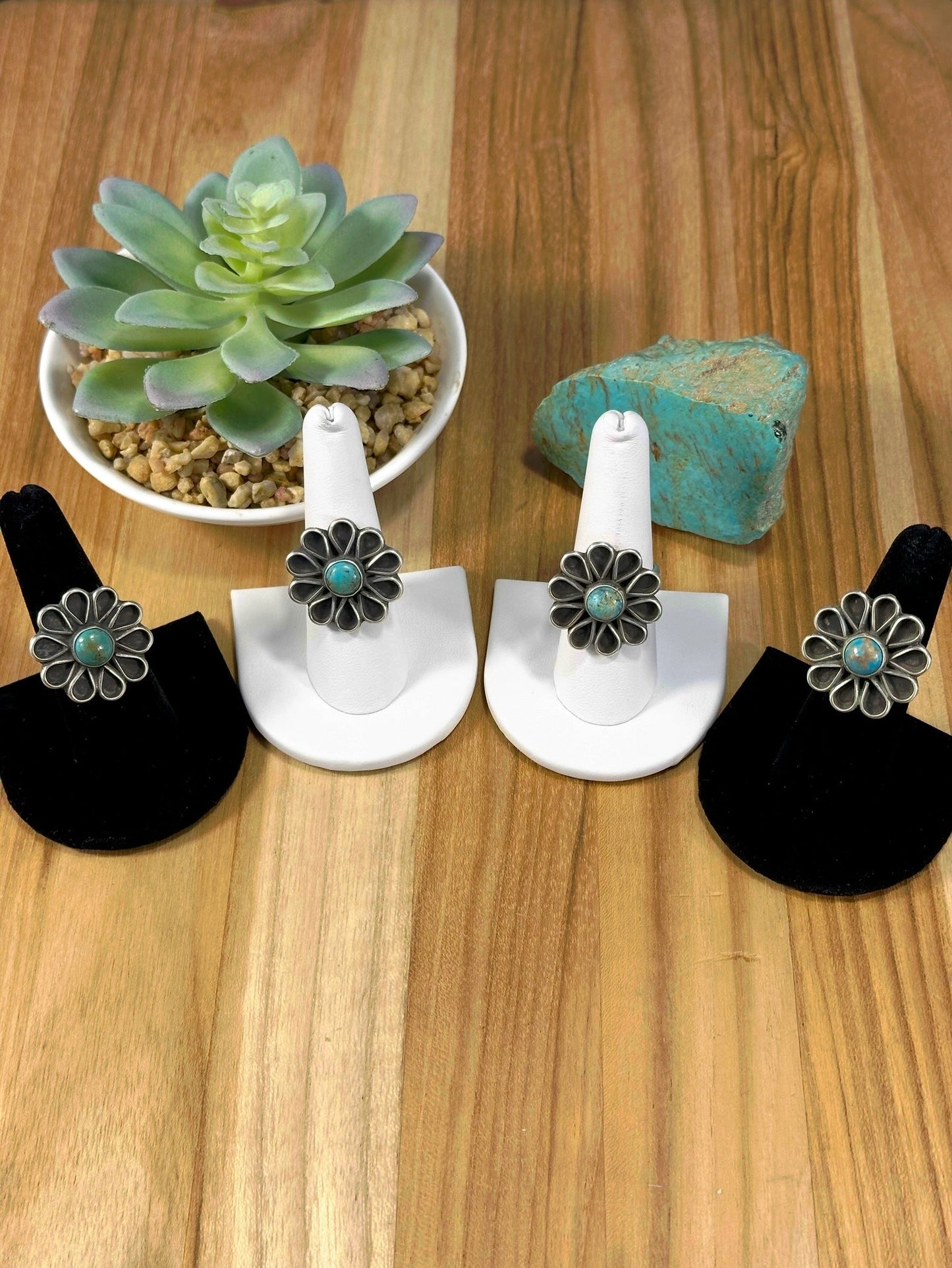 Kingman Flower Sterling Silver Rings