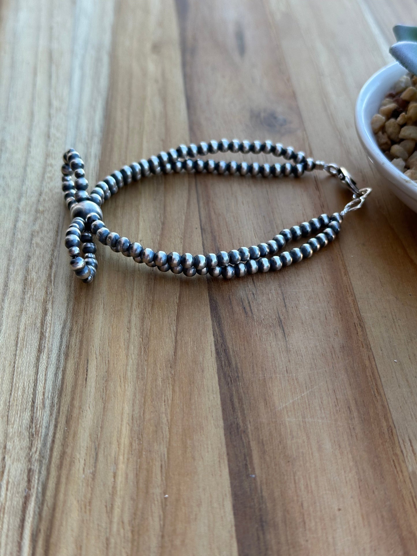 8" Double Strand Sterling Pearl Bow Bracelet