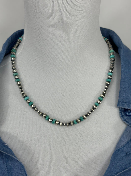 Kingman Turquoise & Pearl Necklace