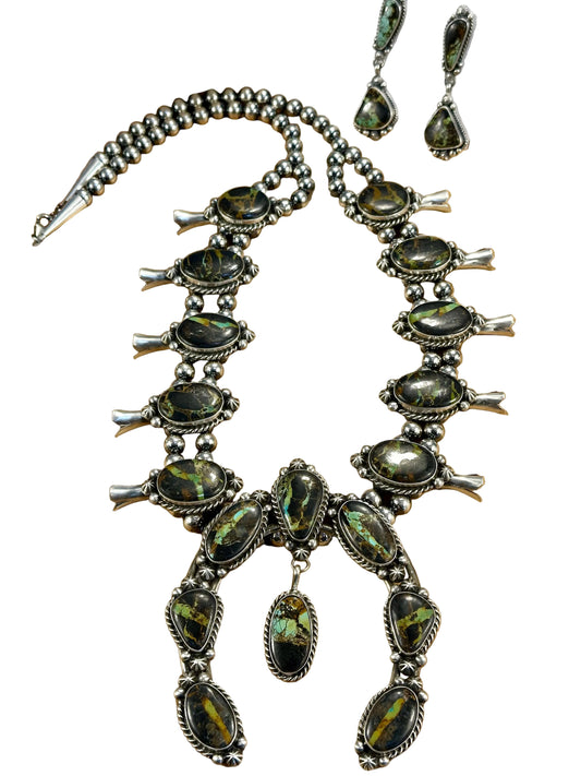 Black Jack Squash Blossom & Earrings Set