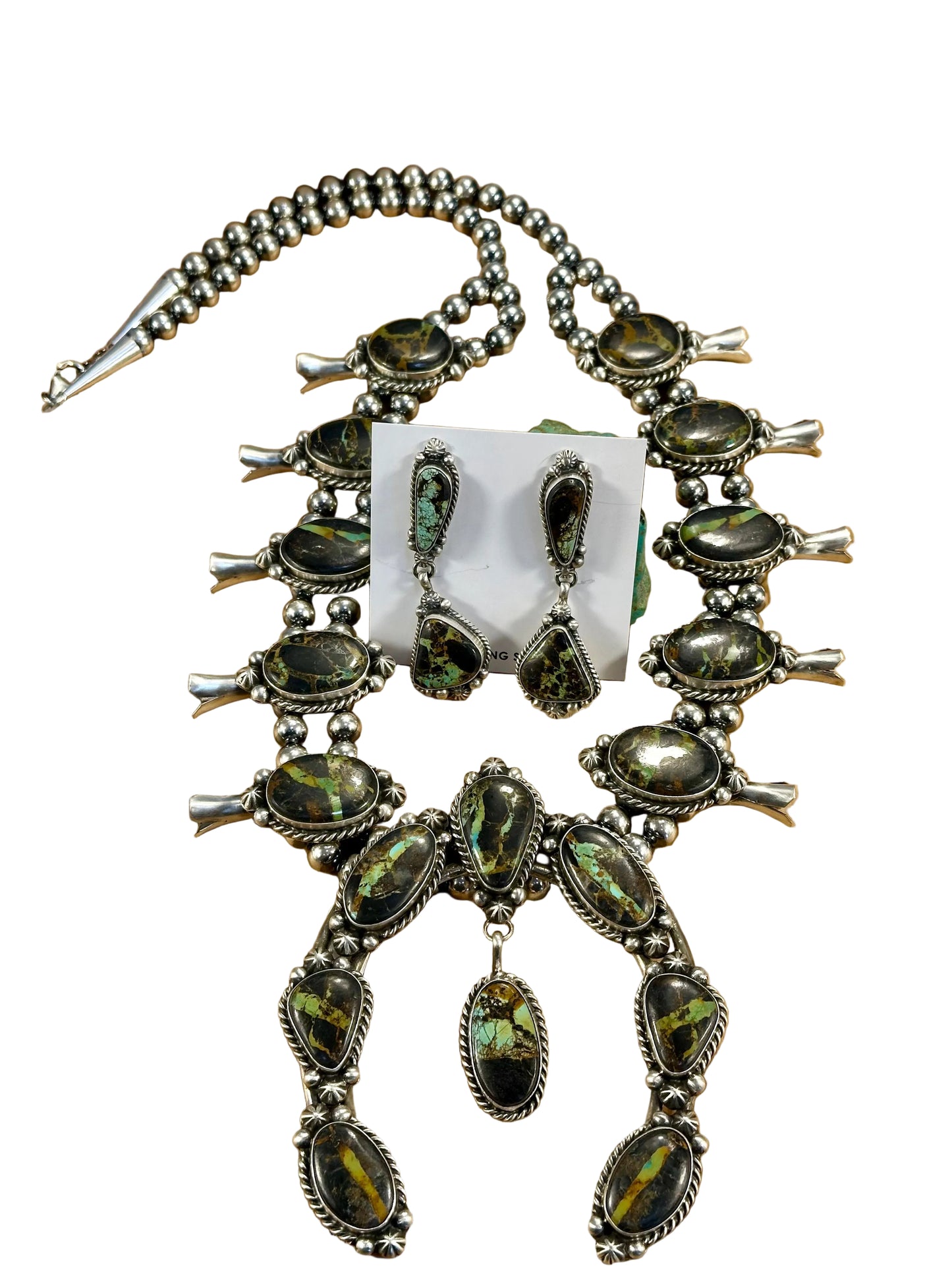 Black Jack Squash Blossom & Earrings Set