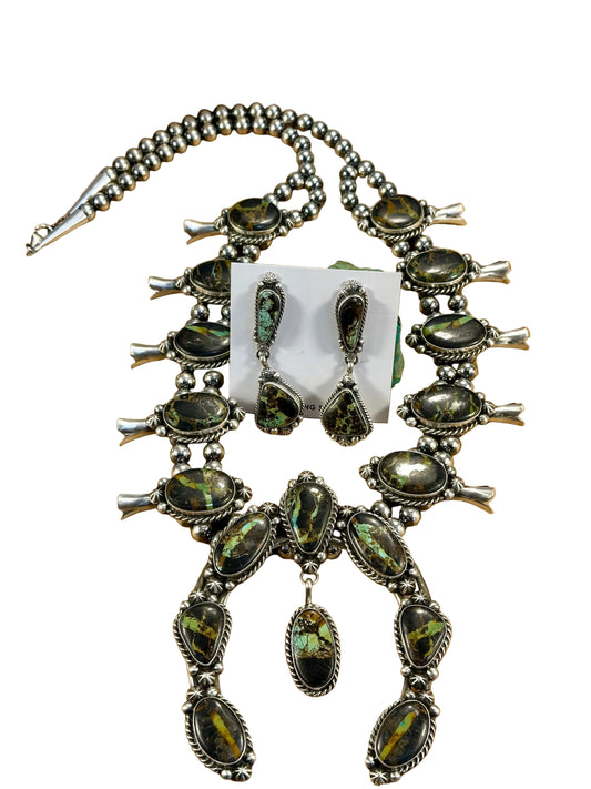 Black Jack Squash Blossom & Earrings Set
