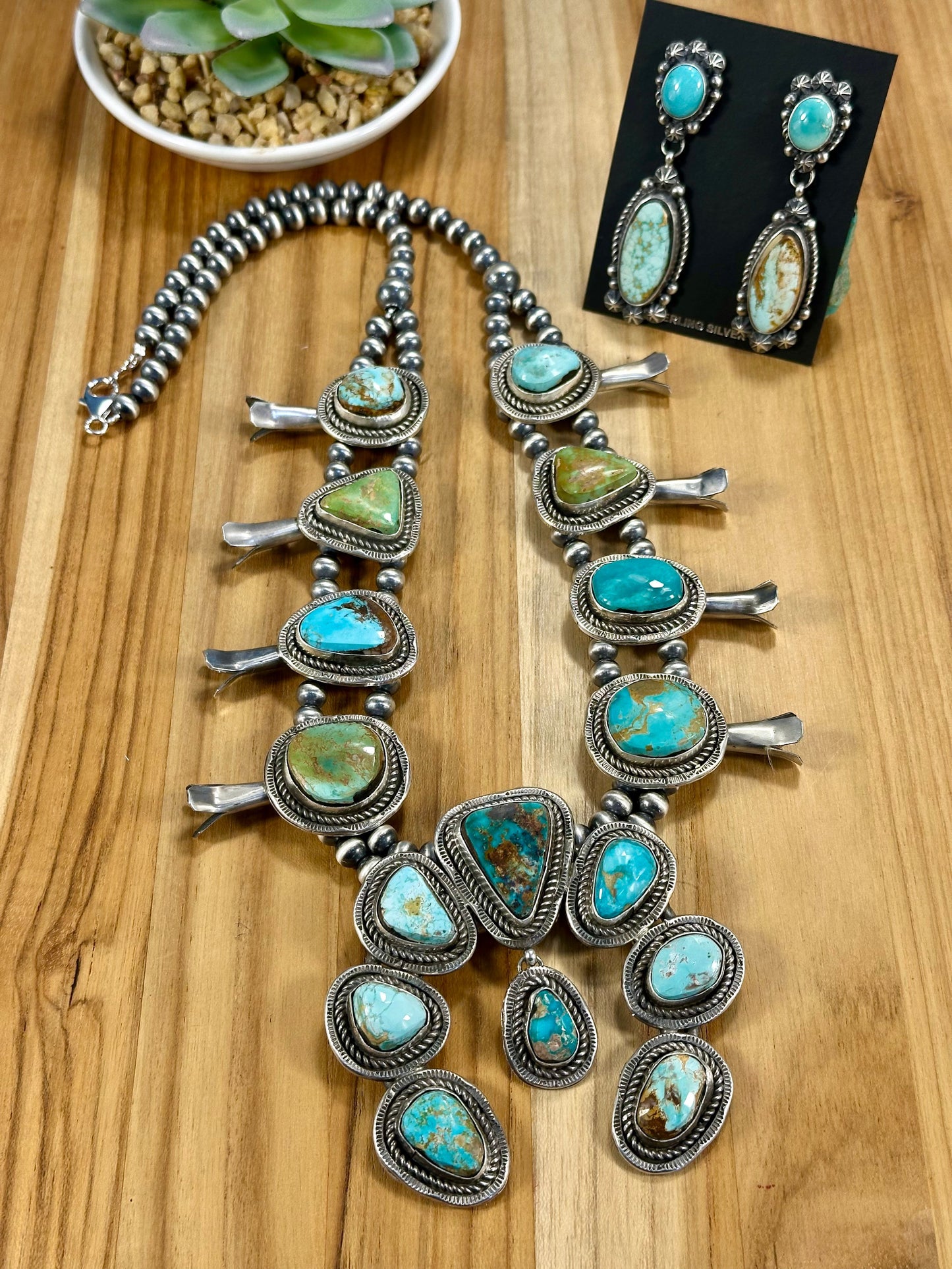 Royston Squash Blossom Necklace & Earrings Set