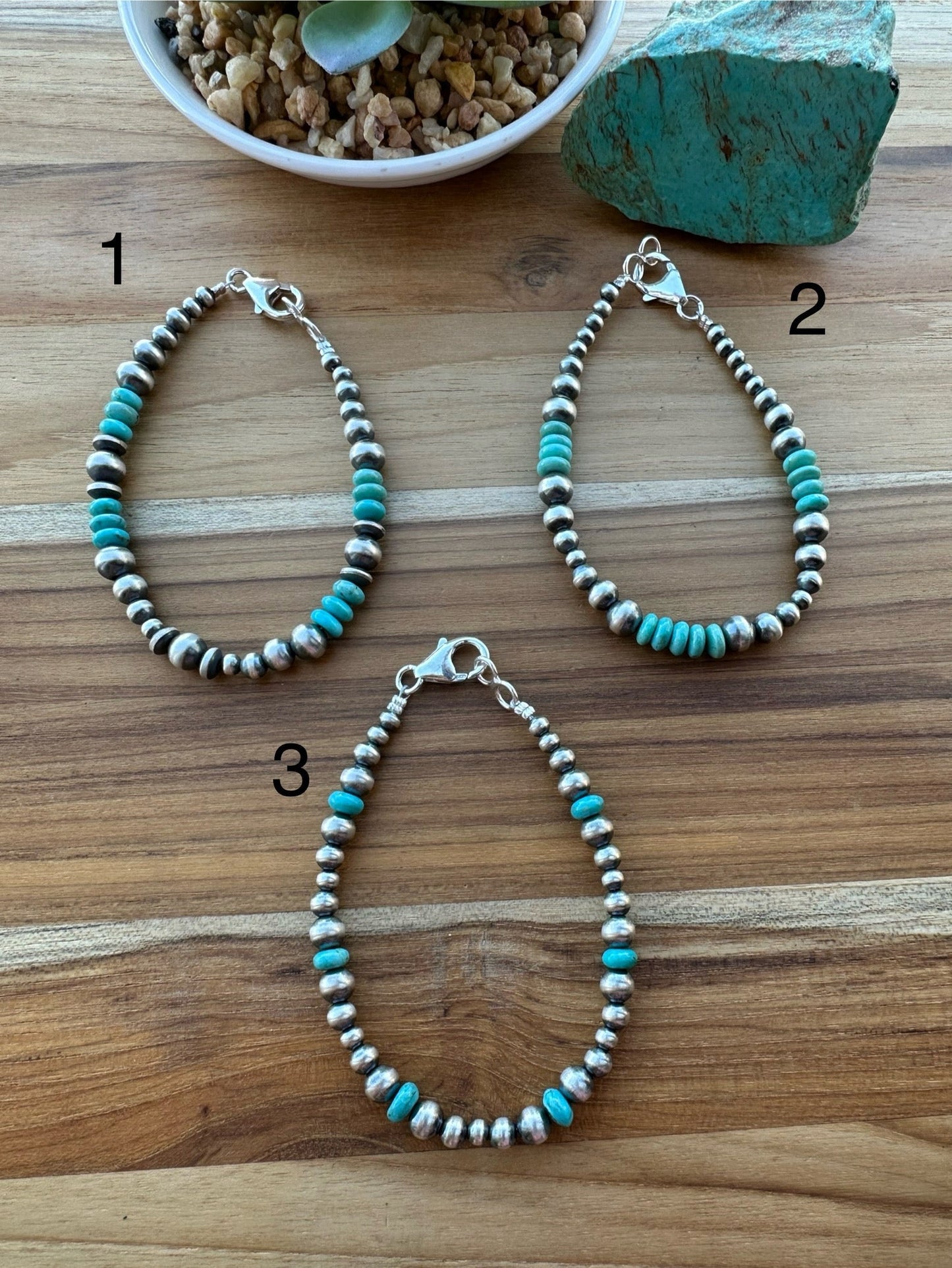 Sterling Pearl & Kingman Bead Bracelet