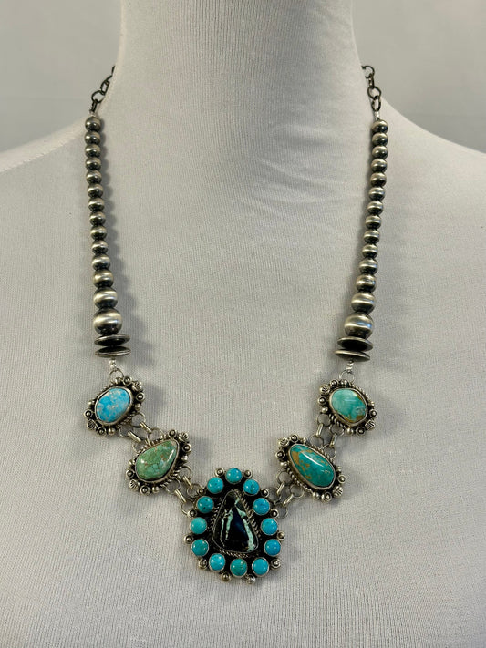 Black Jack & Royston Cluster Choker Necklace