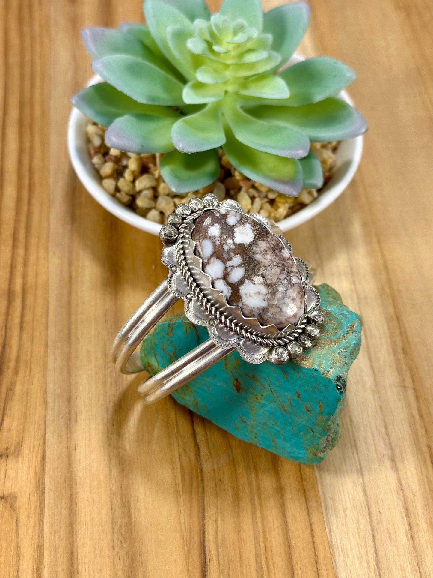 Wild Horse Oval Sterling Silver Cuff Bracelet