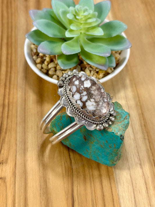 Wild Horse Oval Sterling Silver Cuff Bracelet