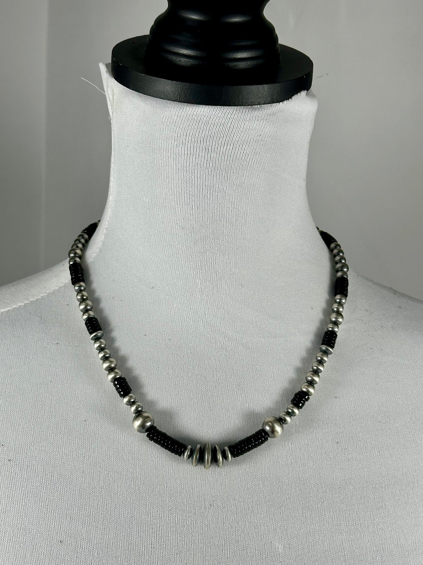 Back Onyx & Sterling Pearl Necklace