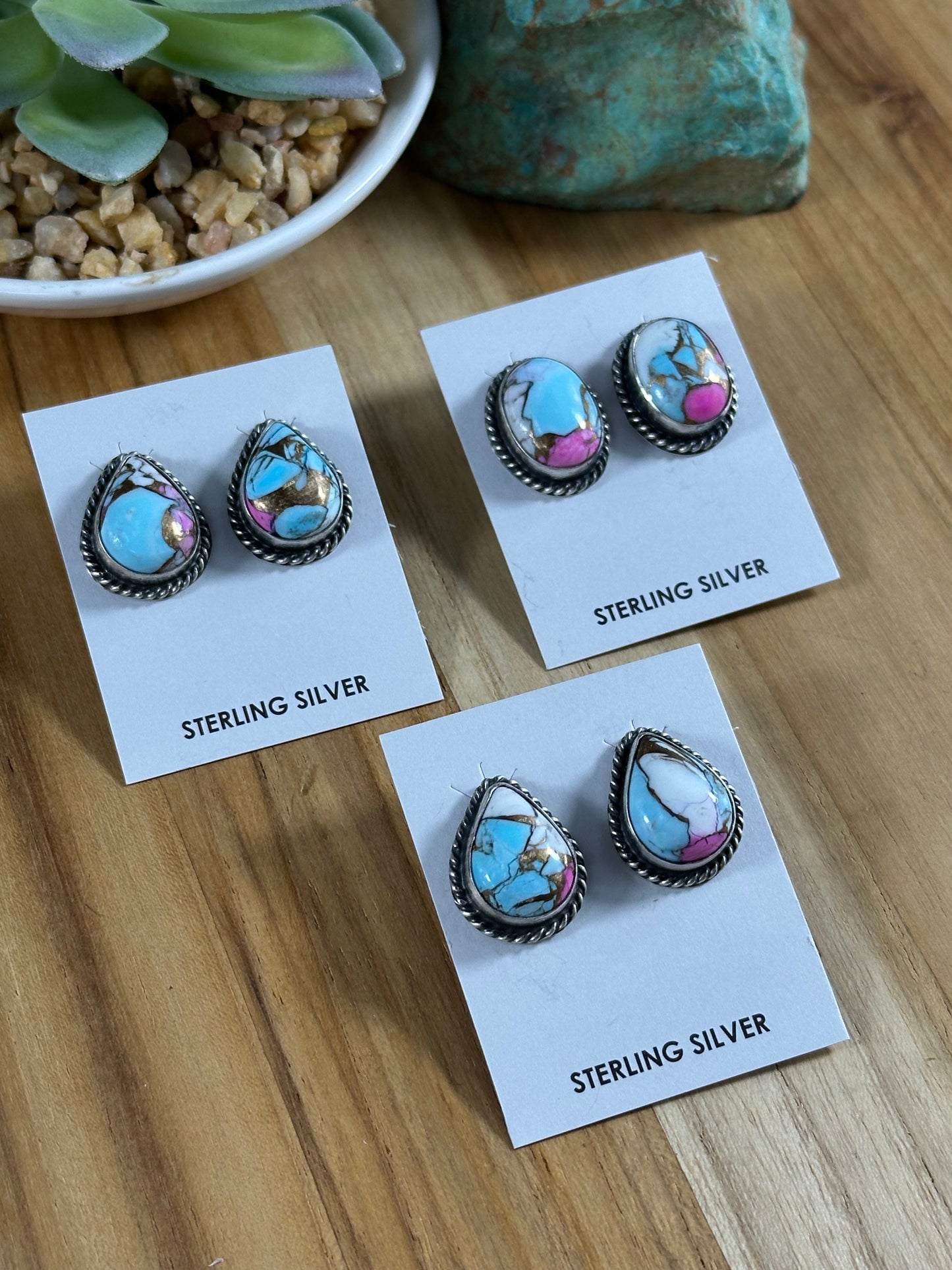 Cotton Candy  Teardrop Studs